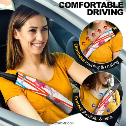 Darling In The Franxx Anime Seat Belt Covers | Strelizia Darling With Zero Two Eating Honey Bee Goodbye Hiro Belt Covers