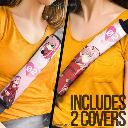 Darling In The Franxx Anime Seat Belt Covers | Zero Two Chibi Cherry Blossom Belt Covers