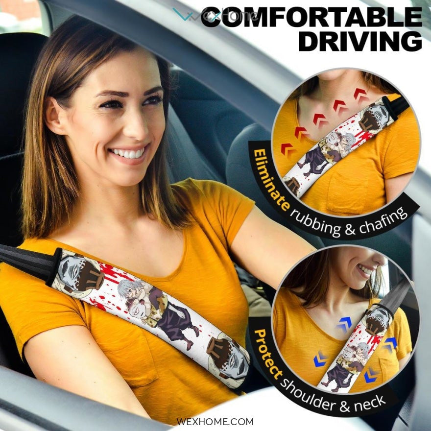 Jujutsu Kaisen Anime Seat Belt Covers | JJK Funny Jogo Emotions Belt Covers