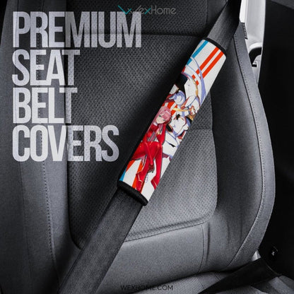 Darling In The Franxx Anime Seat Belt Covers | Strelizia Darling With Zero Two Eating Honey Bee Goodbye Hiro Belt Covers