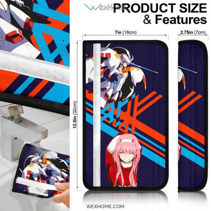 Darling In The Franxx Anime Seat Belt Covers | Strelizia Darling With Zero Two Cute Smiling Belt Covers