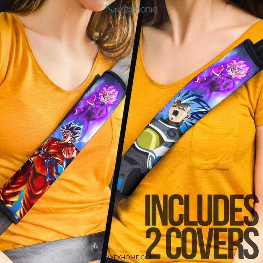 Dragon Ball Anime Seat Belt Covers | DB Vegeta Goku SS4 Vs Crimson Masked Saiyan Belt Covers