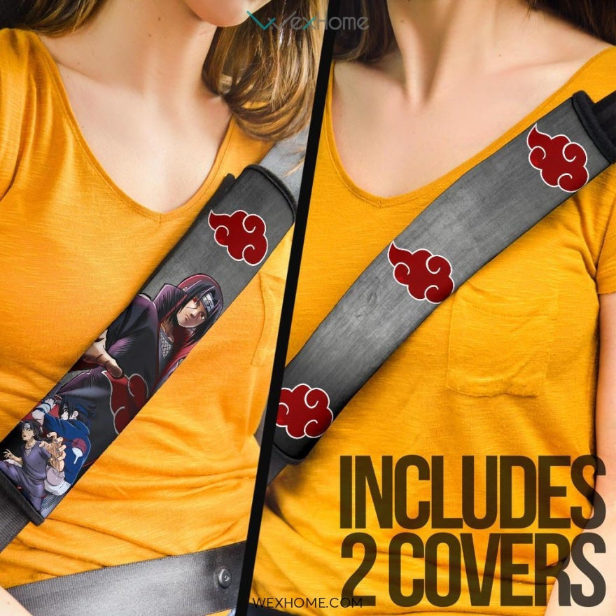 Naruto Anime Seat Belt Covers | Itachi Uchiha Sharingan Akatsuki Ring Belt Covers