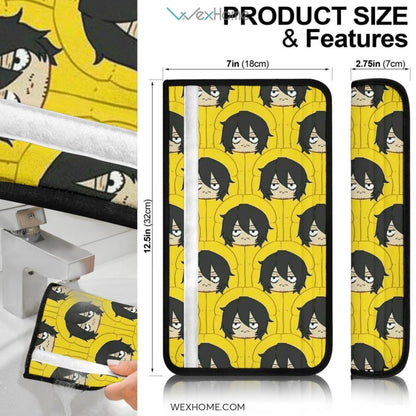 My Hero Academia Anime Seat Belt Covers | MHA Shouta Tired Face Patterns Yellow Belt Covers
