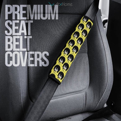 My Hero Academia Anime Seat Belt Covers | MHA Shouta Tired Face Patterns Yellow Belt Covers