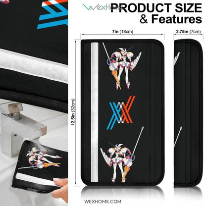 Darling In The Franxx Anime Seat Belt Covers | Zero Two White Strelitzia Belt Covers