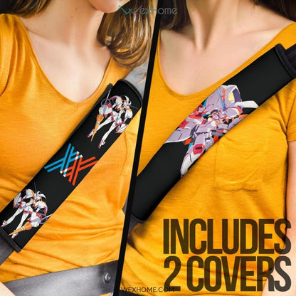 Darling In The Franxx Anime Seat Belt Covers | Zero Two White Strelitzia Belt Covers