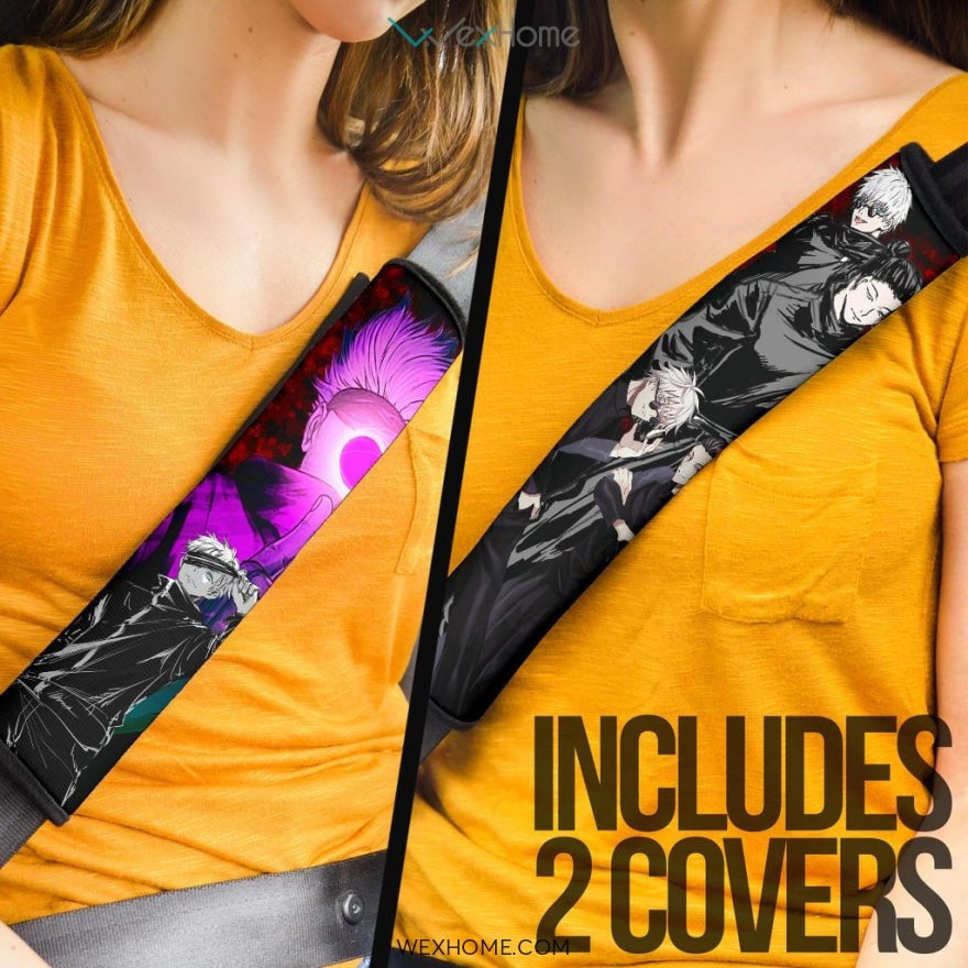 Jujutsu Kaisen Anime Seat Belt Covers | Gojo Satoru Cursed Technique Purple Dancing With Suguru Belt Covers