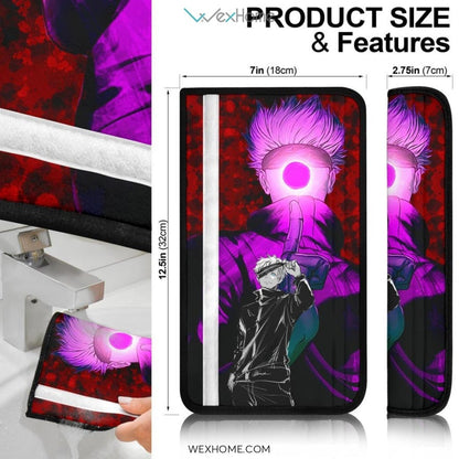 Jujutsu Kaisen Anime Seat Belt Covers | Gojo Satoru Cursed Technique Purple Dancing With Suguru Belt Covers