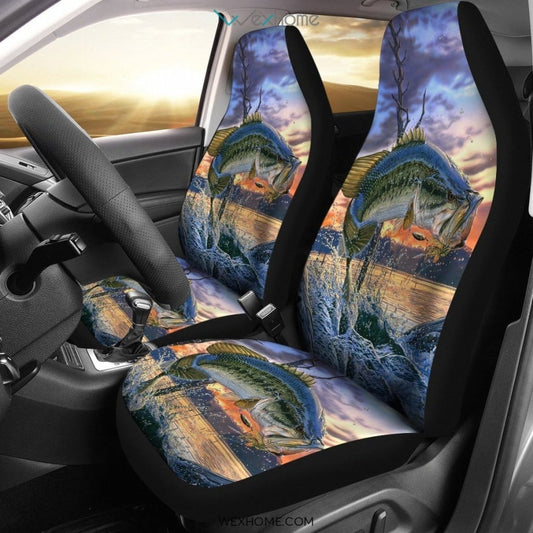 2pcs Car Seat Cover - Bass Fish