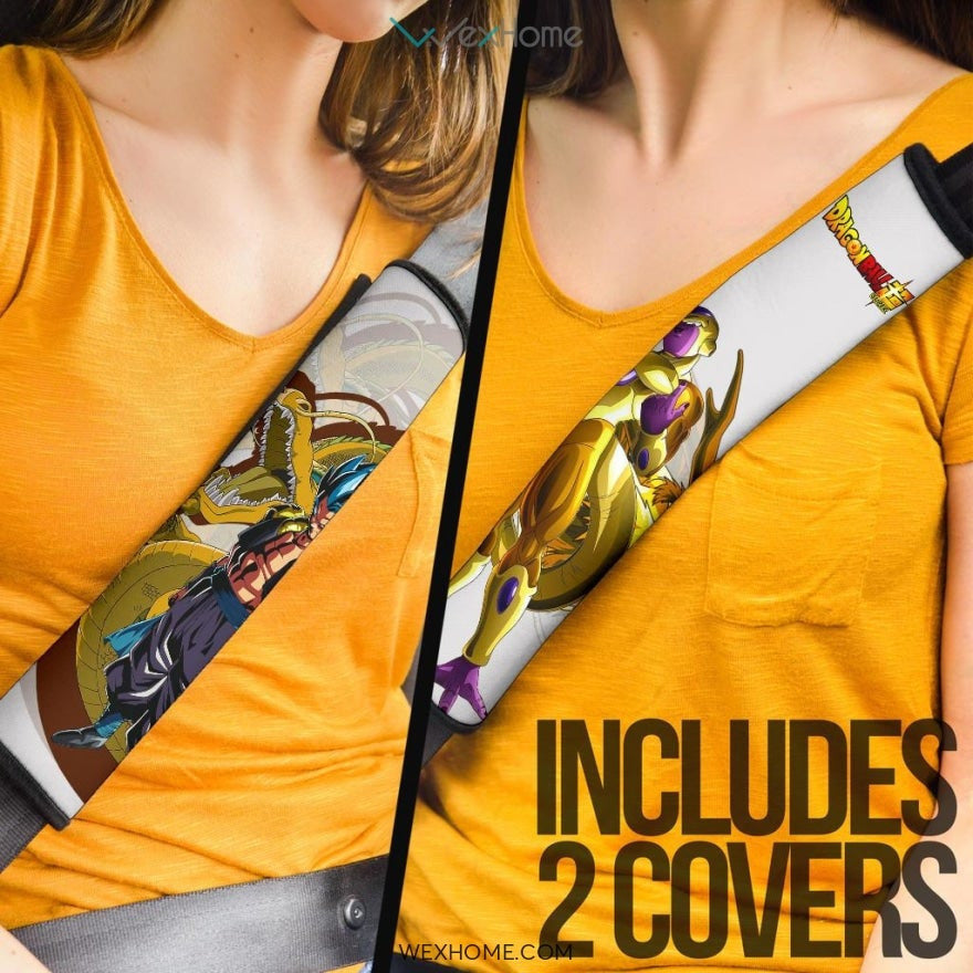 Dragon Ball Anime Seat Belt Covers | DB Vegeto Vs Golden Frieza Yellow Shernon Belt Covers