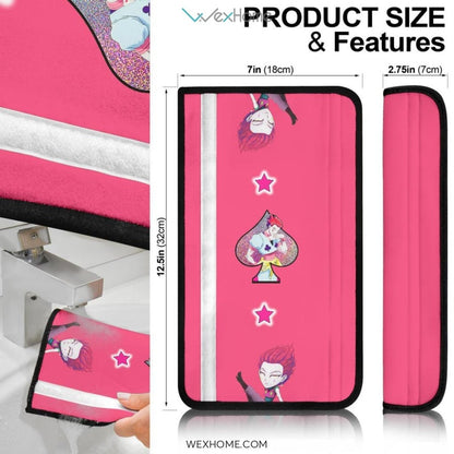 Hunter x Hunter Anime Seat Belt Covers | Funny Hisoka Patterns Pink Belt Covers
