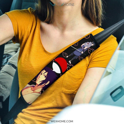 Naruto Anime Seat Belt Covers | Cool Uchiha Sasuke White Snake Akatsuki Cloud Patterns Belt Covers