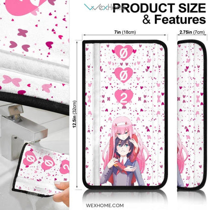 Darling In The Franxx Anime Seat Belt Covers | Zero Two And Hiro Sweet Love Belt Covers