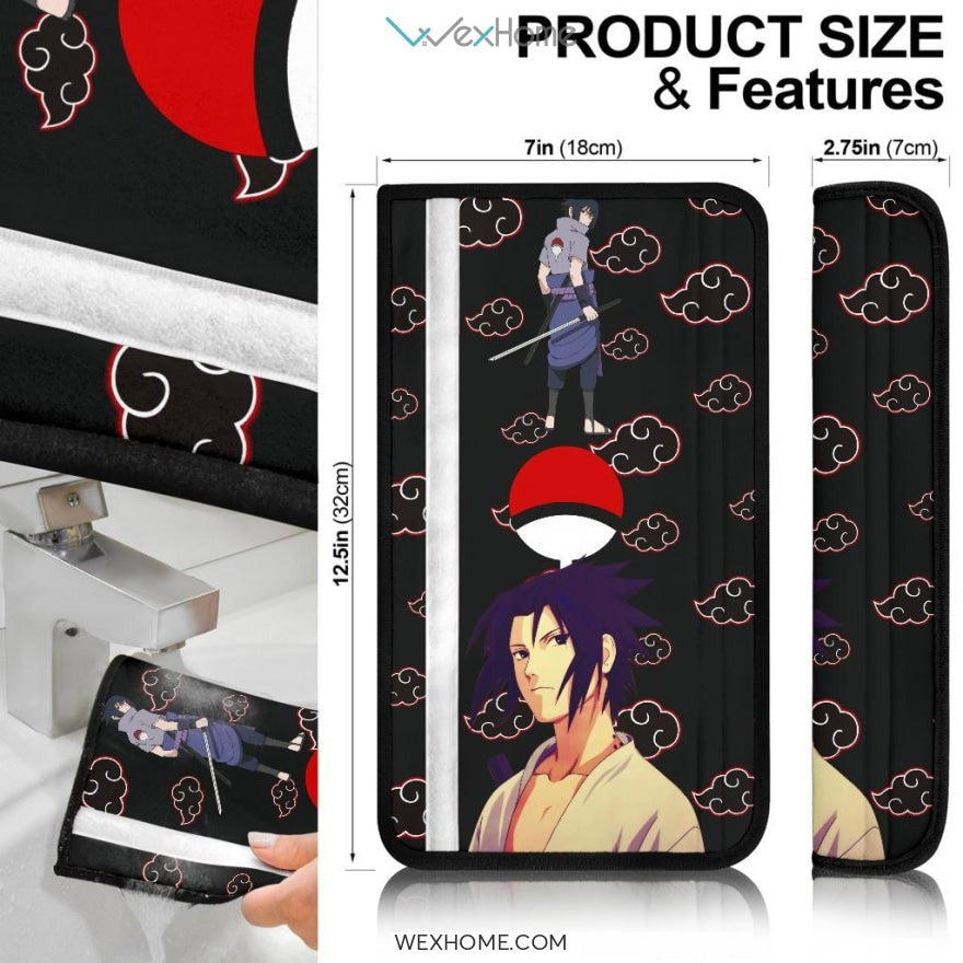 Naruto Anime Seat Belt Covers | Cool Uchiha Sasuke White Snake Akatsuki Cloud Patterns Belt Covers