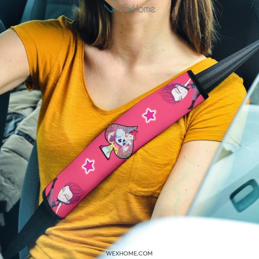Hunter x Hunter Anime Seat Belt Covers | Funny Hisoka Patterns Pink Belt Covers