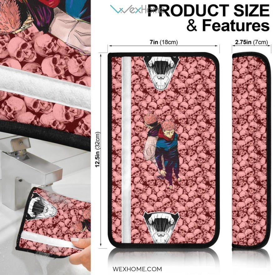 Jujutsu Kaisen Anime Seat Belt Covers | Yuji Vs Sukuna  Skull Backgroud Belt Covers