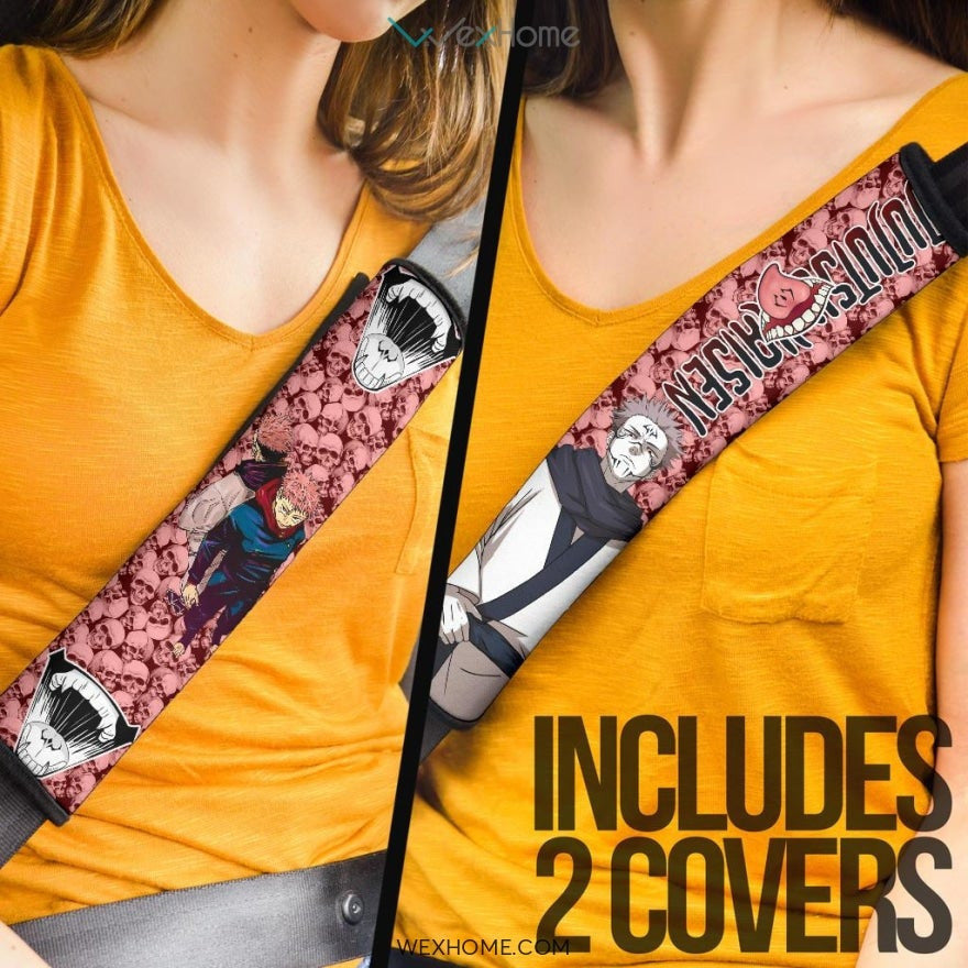 Jujutsu Kaisen Anime Seat Belt Covers | Yuji Vs Sukuna  Skull Backgroud Belt Covers