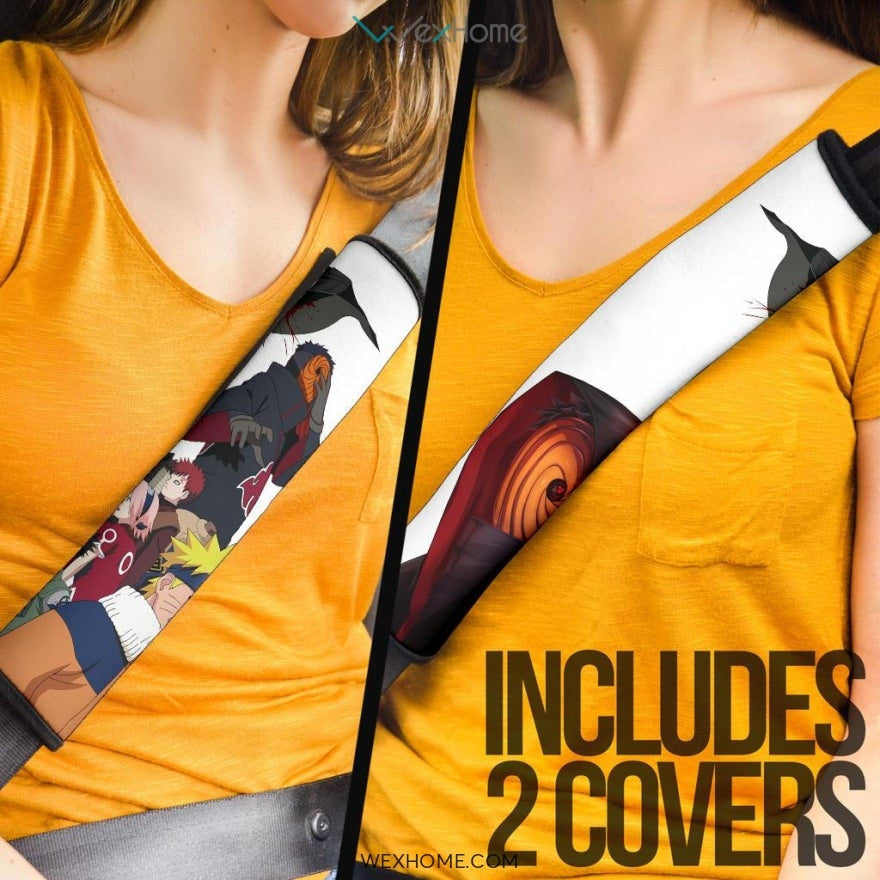 Naruto Anime Seat Belt Covers | Naruto And Friends Konoha Young Generation Vs Tobi Madara Belt Covers