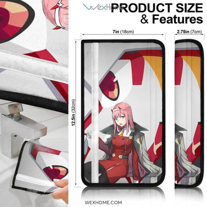Darling In The Franxx Anime Seat Belt Covers | Strelizia Darling And Captain Zero Two In Battle Belt Covers