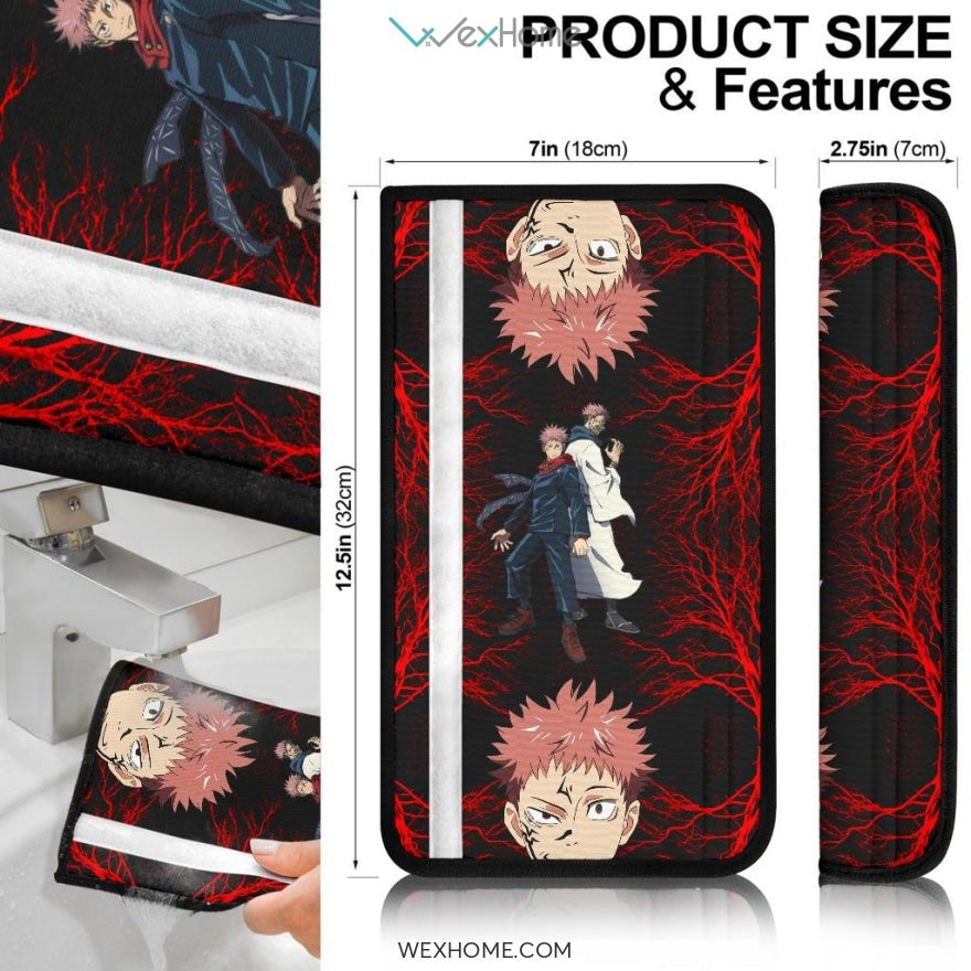 Jujutsu Kaisen Anime Seat Belt Covers | Yuji Vs Sukuna Half Face Belt Covers