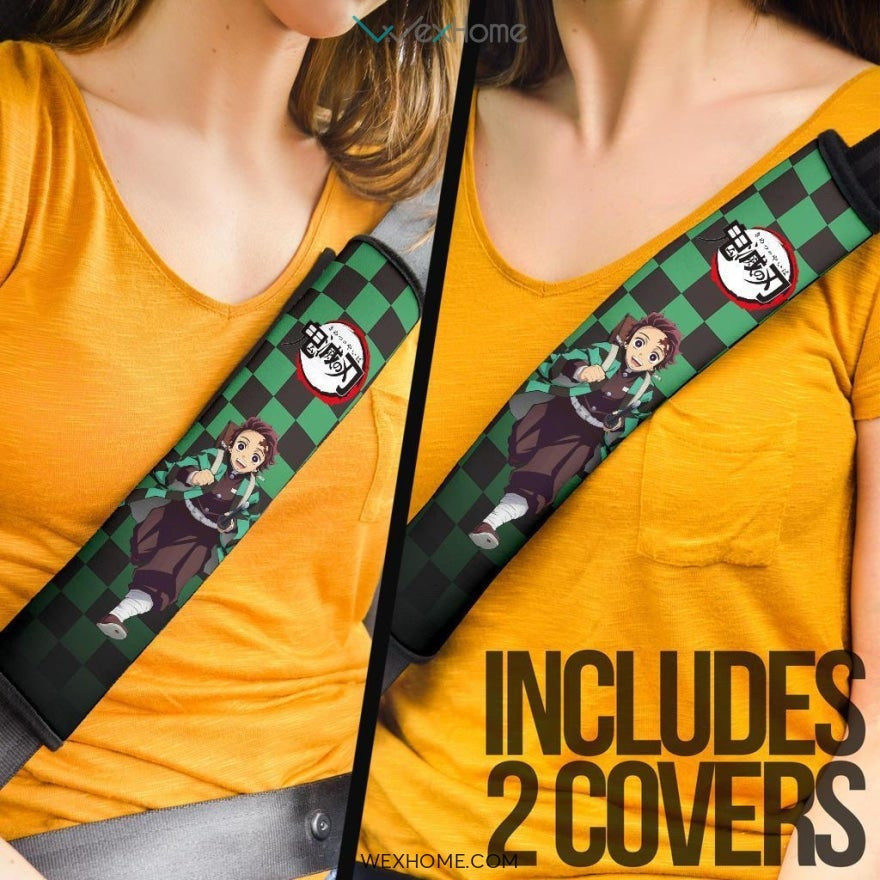 Tanjiro Kamado Seat Belt Covers Demon Slayers Anime Car Accessories