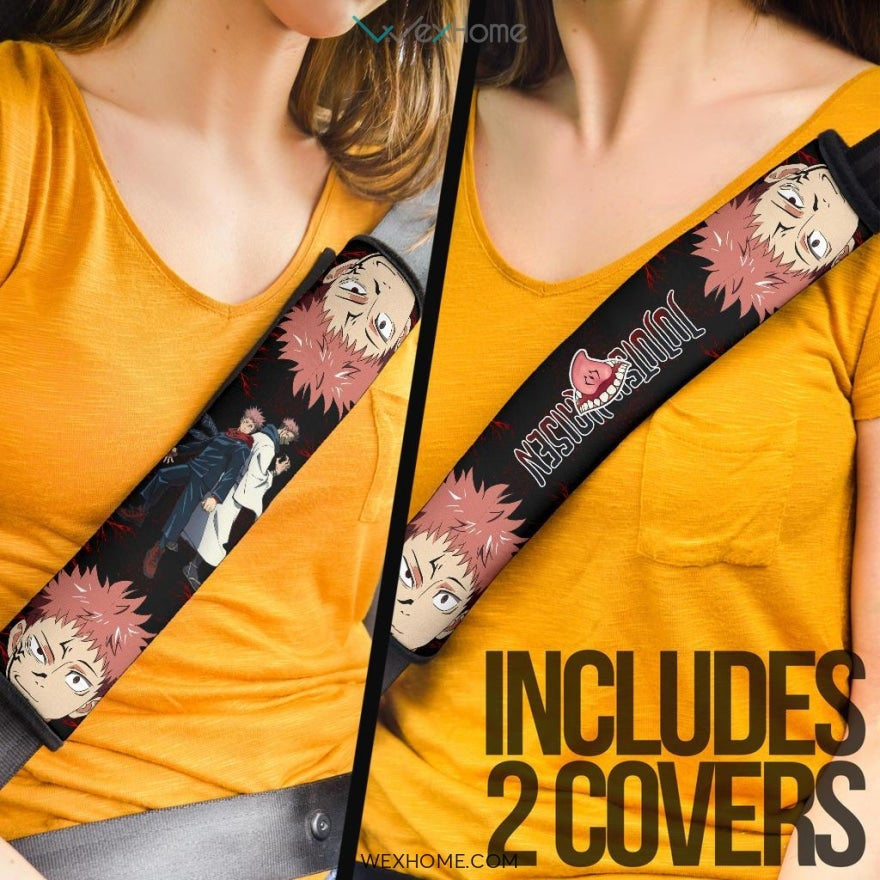 Jujutsu Kaisen Anime Seat Belt Covers | Yuji Vs Sukuna Half Face Belt Covers