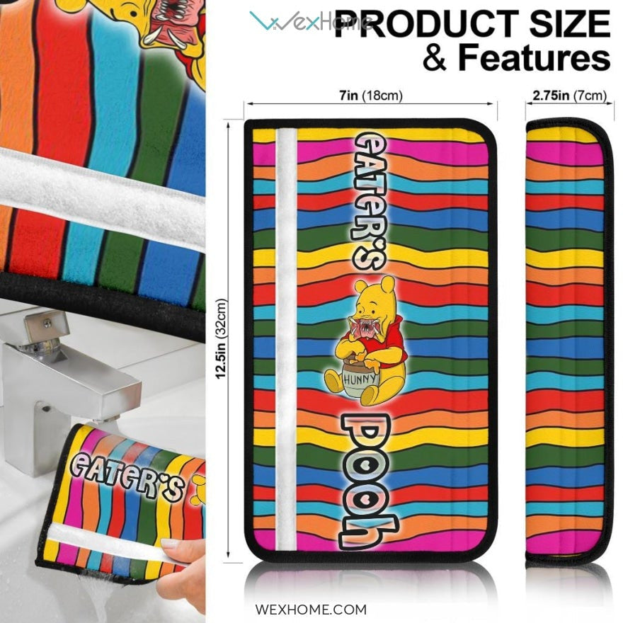 Horror Movie Seat Belt Covers | Scary Pooh Eat Honey Bee Rainbow Belt Covers