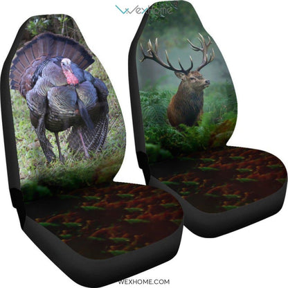 2pcs Awesome Turkey and Deer Car Seat Cover