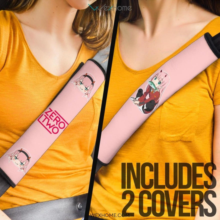 Darling In The Franxx Anime Seat Belt Covers | Chibi Zero Two Eating Belt Covers