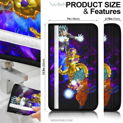 Dragon Ball Anime Seat Belt Covers | DB Goku And Vegeta Vs Super Golden Frieza Purple Power Belt Covers