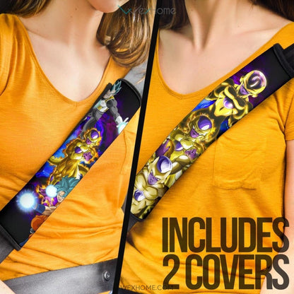Dragon Ball Anime Seat Belt Covers | DB Goku And Vegeta Vs Super Golden Frieza Purple Power Belt Covers