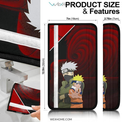 Naruto Anime Seat Belt Covers | Naruto And Kakashi Vs Obito Red Theme Belt Covers