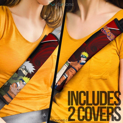 Naruto Anime Seat Belt Covers | Naruto And Kakashi Vs Obito Red Theme Belt Covers
