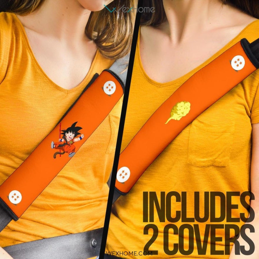 Dragon Ball Anime Seat Belt Covers | Little Goku And Flying Nimbus Belt Covers