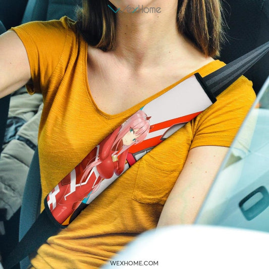 Darling In The Franxx Anime Seat Belt Covers | Pretty Zero Two And Strelitzia Darling Artwork Belt Covers