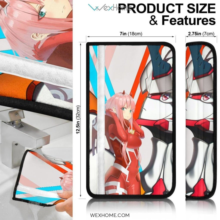 Darling In The Franxx Anime Seat Belt Covers | Pretty Zero Two And Strelitzia Darling Artwork Belt Covers