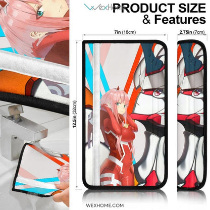 Darling In The Franxx Anime Seat Belt Covers | Pretty Zero Two And Strelitzia Darling Artwork Belt Covers