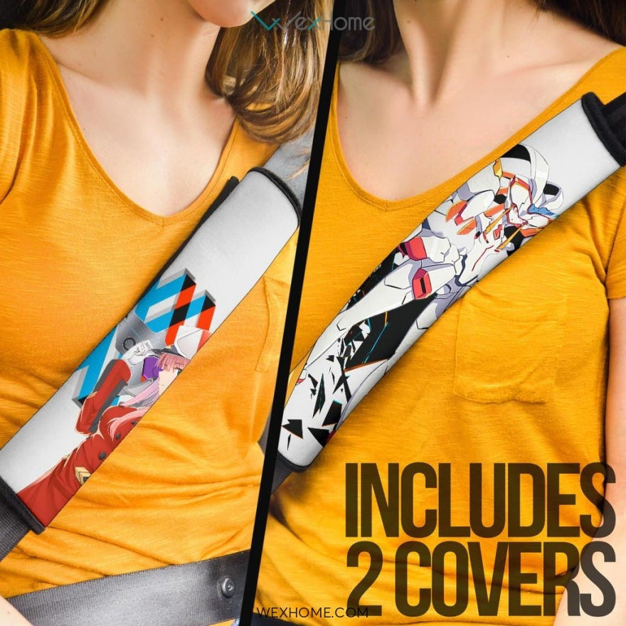 Darling In The Franxx Anime Seat Belt Covers | Strelizia Darling Destroying With Captain Zero Two Belt Covers