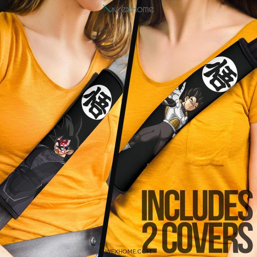 Dragon Ball Anime Seat Belt Covers | DB Vegeta Xeno Dark Mask Vs Goku Crimson Belt Covers
