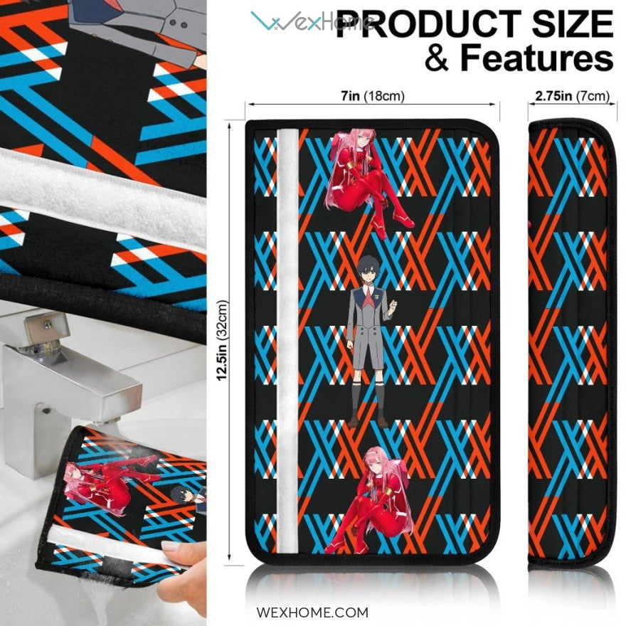 Darling In The Franxx Anime Seat Belt Covers | Zero Two Red Armor And Darling Hiro Belt Covers