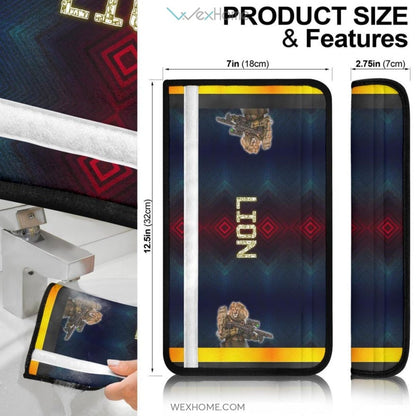 Panthera Lion Claw Soldier Holding Gun Seat Belt Covers