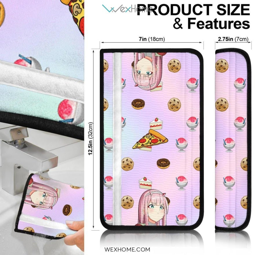 Darling In The Franxx Anime Seat Belt Covers | Zero Two Eating Pizza Food Belt Covers
