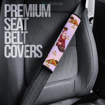 Darling In The Franxx Anime Seat Belt Covers | Zero Two Eating Pizza Food Belt Covers