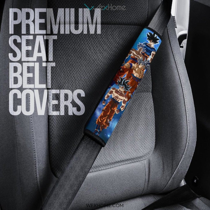 Dragon Ball Anime Seat Belt Covers | Goku White Hair In Battle Blue Galaxy Belt Covers