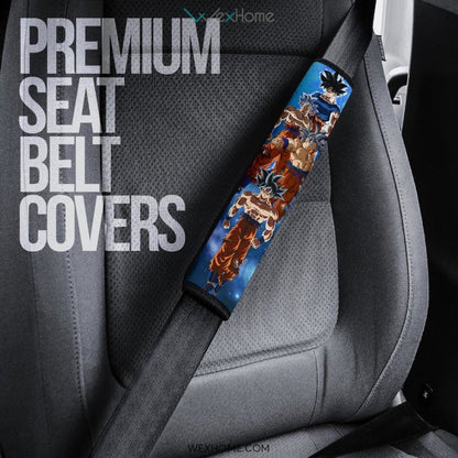 Dragon Ball Anime Seat Belt Covers | Goku White Hair In Battle Blue Galaxy Belt Covers