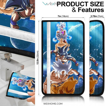 Dragon Ball Anime Seat Belt Covers | Goku White Hair In Battle Blue Galaxy Belt Covers