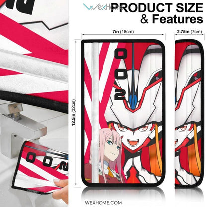 Darling In The Franxx Anime Seat Belt Covers | Strelizia Darling With Zero Two 002 And Hiro 016 Belt Covers