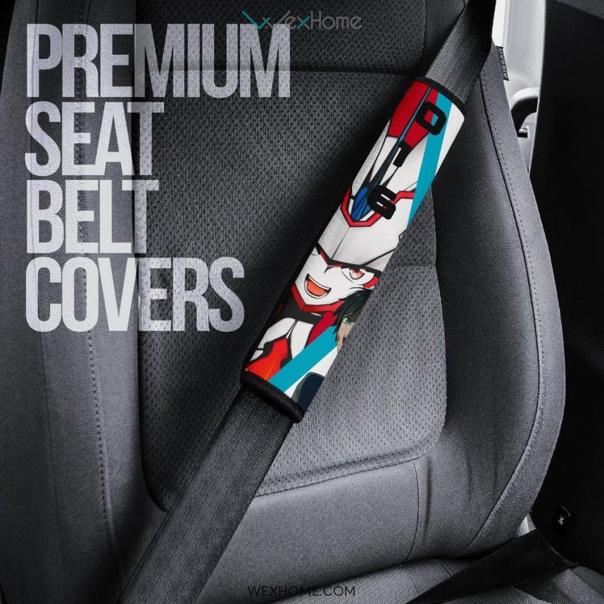 Darling In The Franxx Anime Seat Belt Covers | Strelizia Darling With Zero Two 002 And Hiro 016 Belt Covers