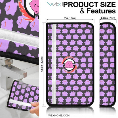 Pokemon Anime Seat Belt Covers | Ditto Pokedex Patterns Purple Belt Covers